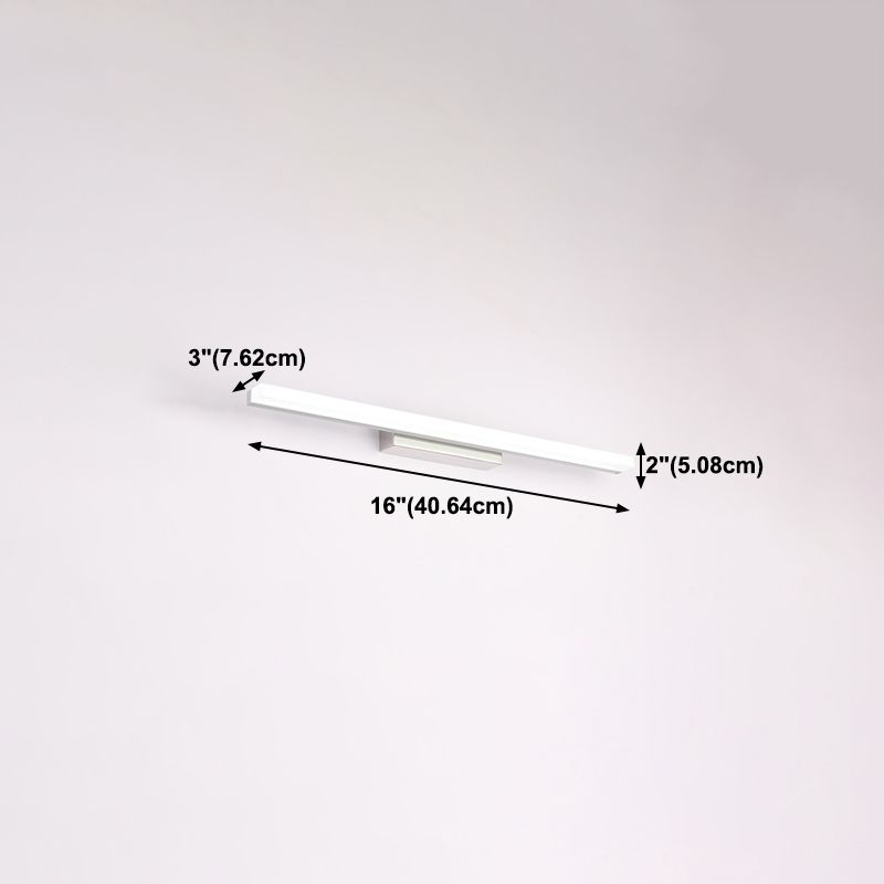 Linear Shape Vanity Light Modern Metal 1 Light LED Mirror Light for Bathroom in Silver