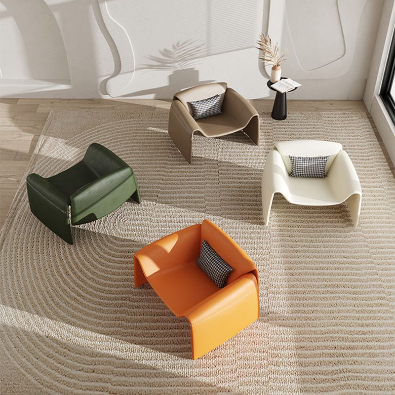 38.18" Wide Faux Leather Armchair Upholstered Pillow Back Accent Chair