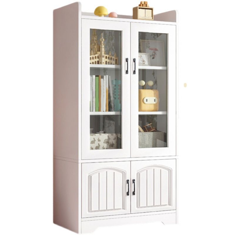 Modern Style Bookcase Wood Closed Back Standard Bookshelf with Door for Home Office