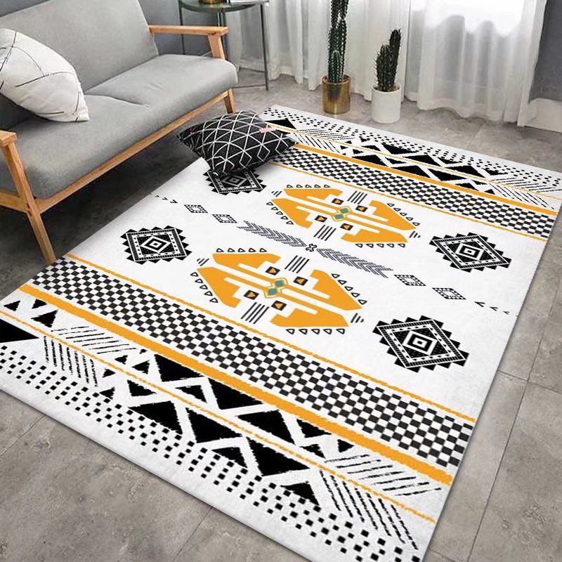 Apricot Morocco Rug Polyester Geometry Rug Washable Rug for Sitting Room