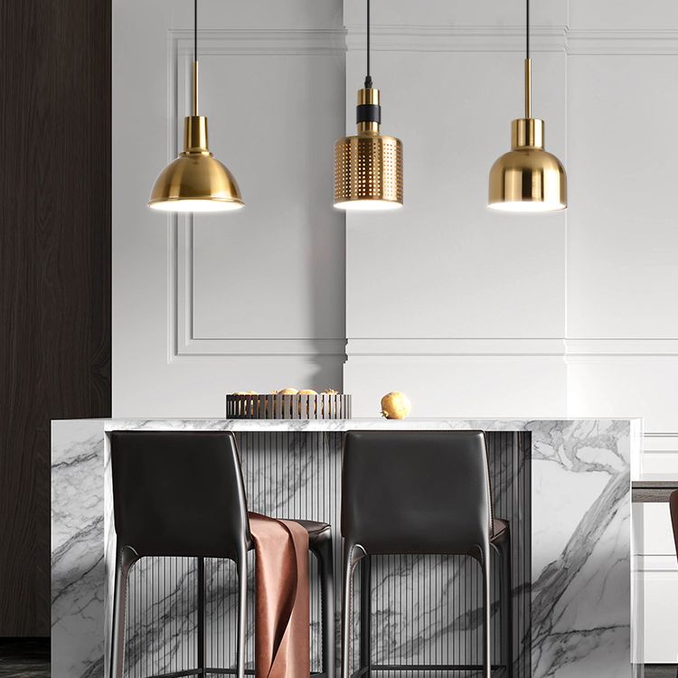 Post-modern Style Hanging Lamp Kit Simple Metal Bedroom Down Lighting Pendant in Gold