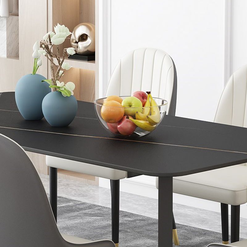 Sintered Stone Rectangle Dining Table Modern Dining Room Table with Double Pedestal