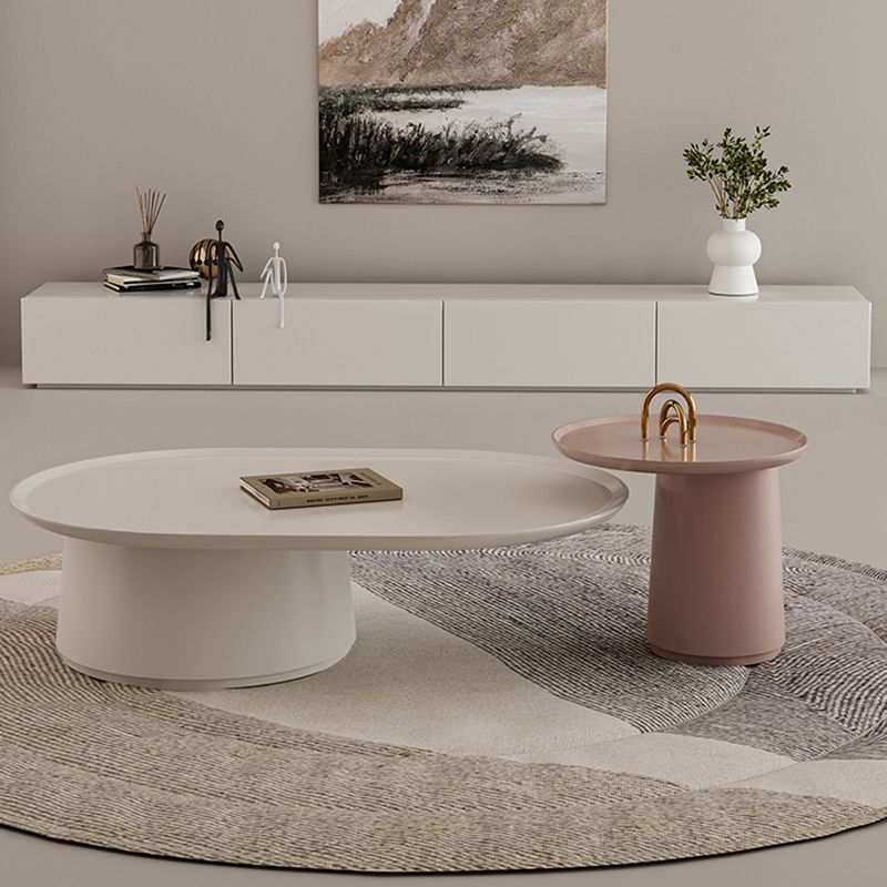 Elliptical Pedestal Coffee Table Set Modern 47.2" W Cocktail Table