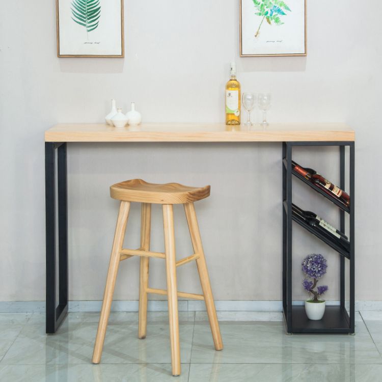 Contemporary Style Bar Table Set  1/2/3 Pieces Rectangle Bar Table with Wood Stools