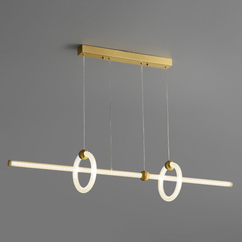 Minimalismo moderno Gold Linear Island Accensione a sospensione LED LED ACRILICO AFFICIO DI ACCOLO PER TAVOLO DELLA PESA