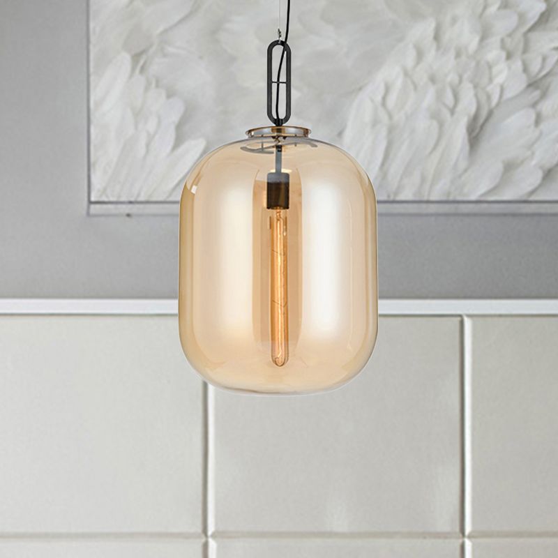 Modernist 1 hängende Leuchte mit Glasschattenbber/Rauch grauer ovaler Anhänger Beleuchtung für Schlafzimmer, 10 "/14" W.