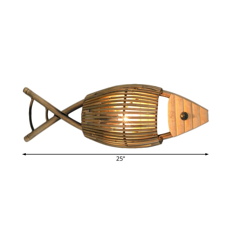 Style de style tropical Design Mur Moup Light Bamboo 1-Light Dining Room Sorpor Éclairage en bois