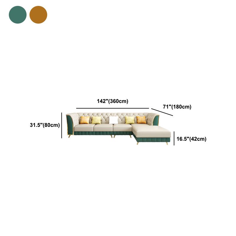 Tufted Flared Arm Sectional with Pillows Luxurious Faux Leather Sectional