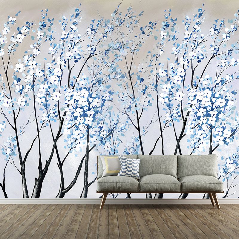 Big Photography Sakura Blossoms Mural Wallpaper Guest Room Decorative Wall Art in Soft Color, Made to Measure