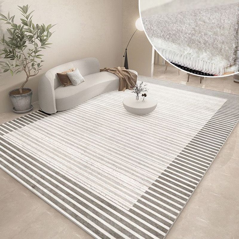 Gray Line Carpet Polyester Simple Carpet Washable Carpet for Drawing Room