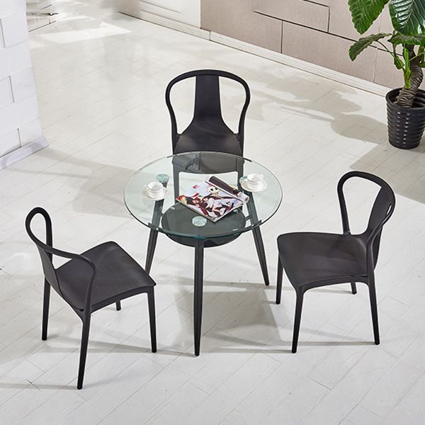 Zeitgenössischer Stil Küche Temperierter Glas Esstisch runden Form Tisch mit 3 Beinbasis