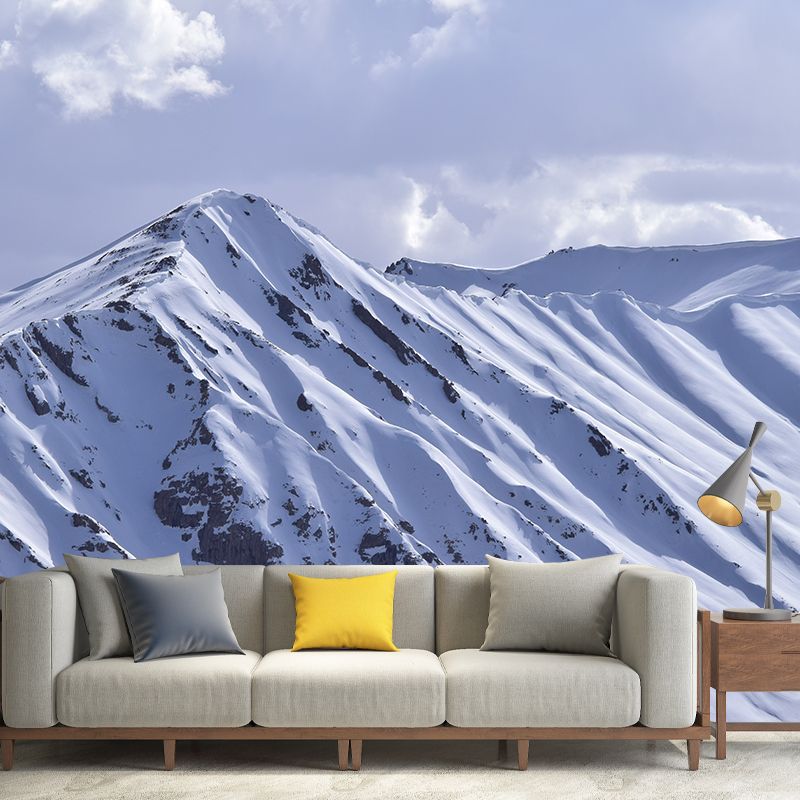 Snow Mountain Landscape Removable Wall Mural for Living Room, Waterproofing