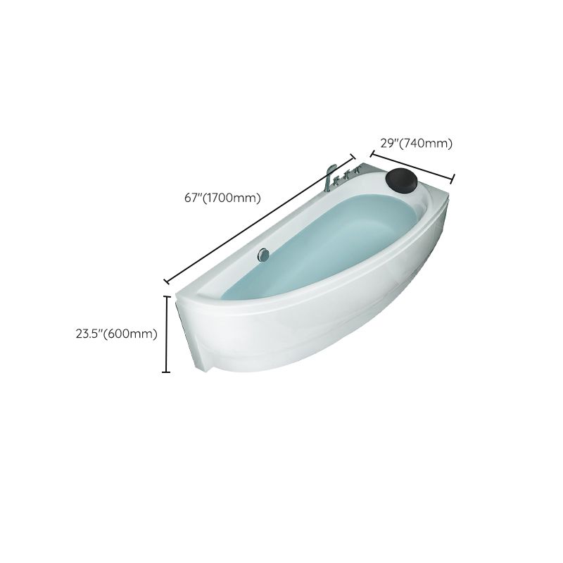Back to Wall Corner Bathtub Acrylic White Modern Soaking Bath
