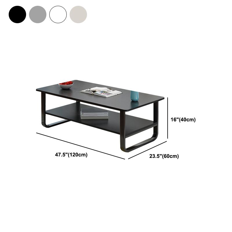 Modern Style Rectangular Wooden Table Metal Sled Base Coffee Table