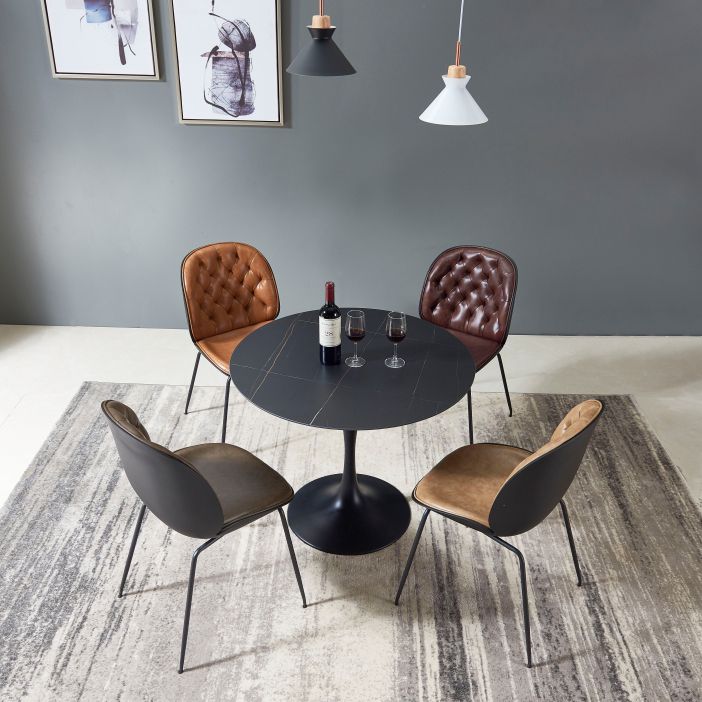 Moderne ronde eettafel van gesinterde stenen tafel met tulponderstel voor thuisgebruik