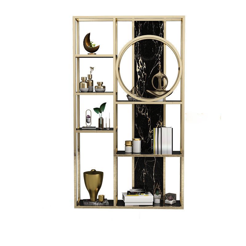 Glam Antique Finish Bookcase Metal Etagere Bookshelf with Shelves