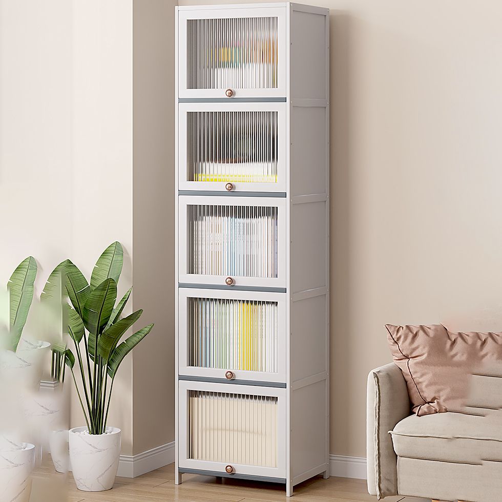 Mid-Century Modern Accent Cabinet Rectangle Storage Cabinet with Doors, White