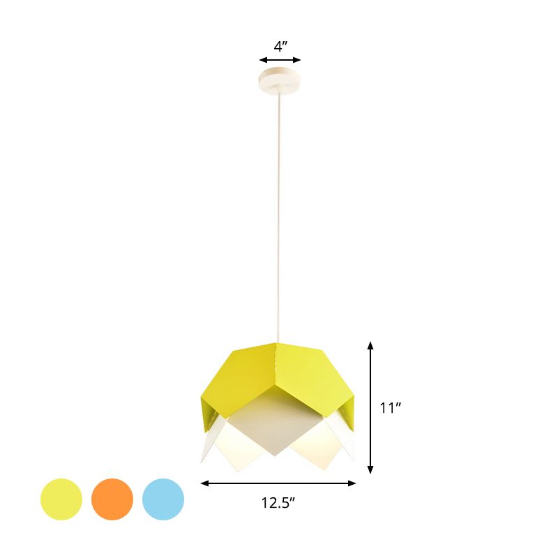 Geometric Metal Ceiling Light Contemporary 1 Light Yellow/Orange/Blue Pendant Lighting Fixture for Dining Room