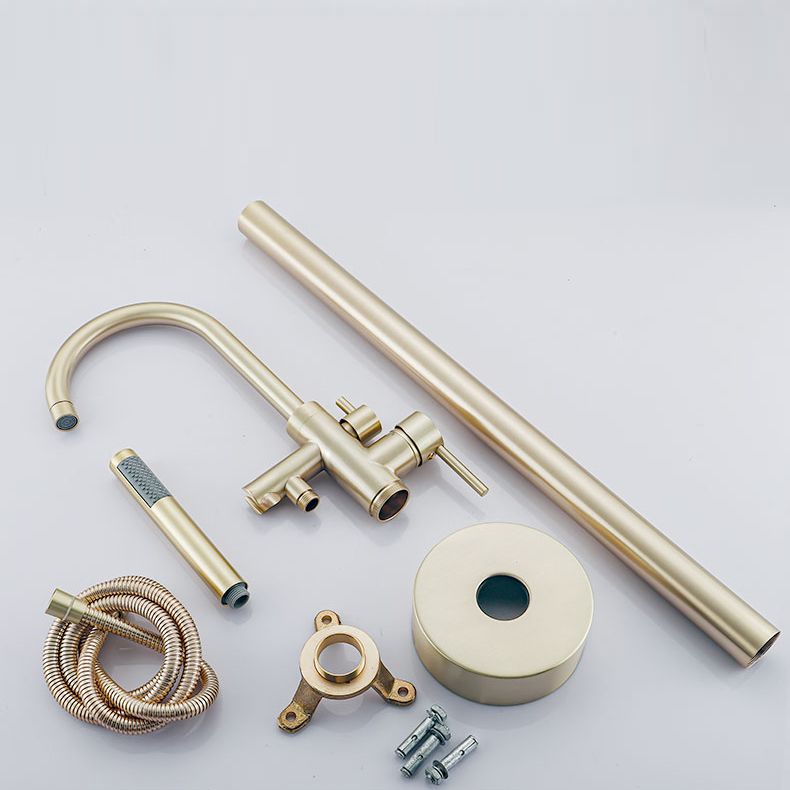 Modern Gold Bath Faucet Trim Floor Mounted High Arc Tub Faucet