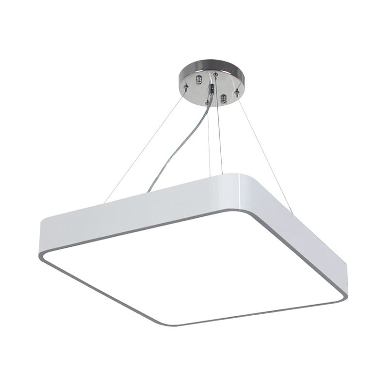 Iluminación colgante cuadrada de metal de 14 "/18" /23.5 "de ancho de ancho LED LED moderno LED LED NEGRO/Lámpara de techo plateado con difusor empotrado