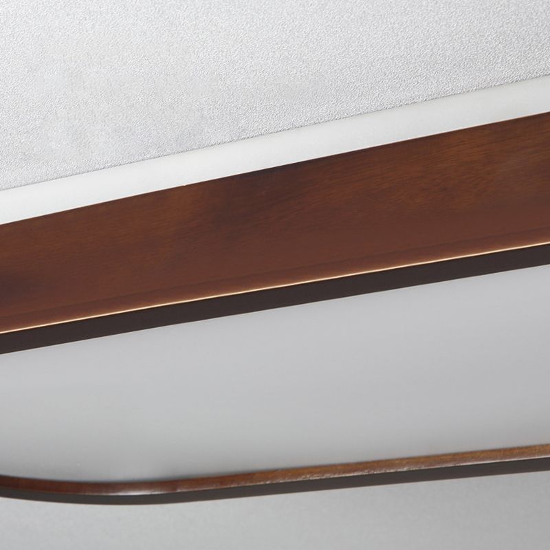 Dark Brown Oval Flush Lamp Simple LED Wooden Flush Ceiling Light with Backlit Design