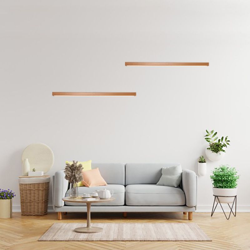 Linear Shape Wood Wall Light Modern Style 1-Light Wall Mount Lighting in Brown