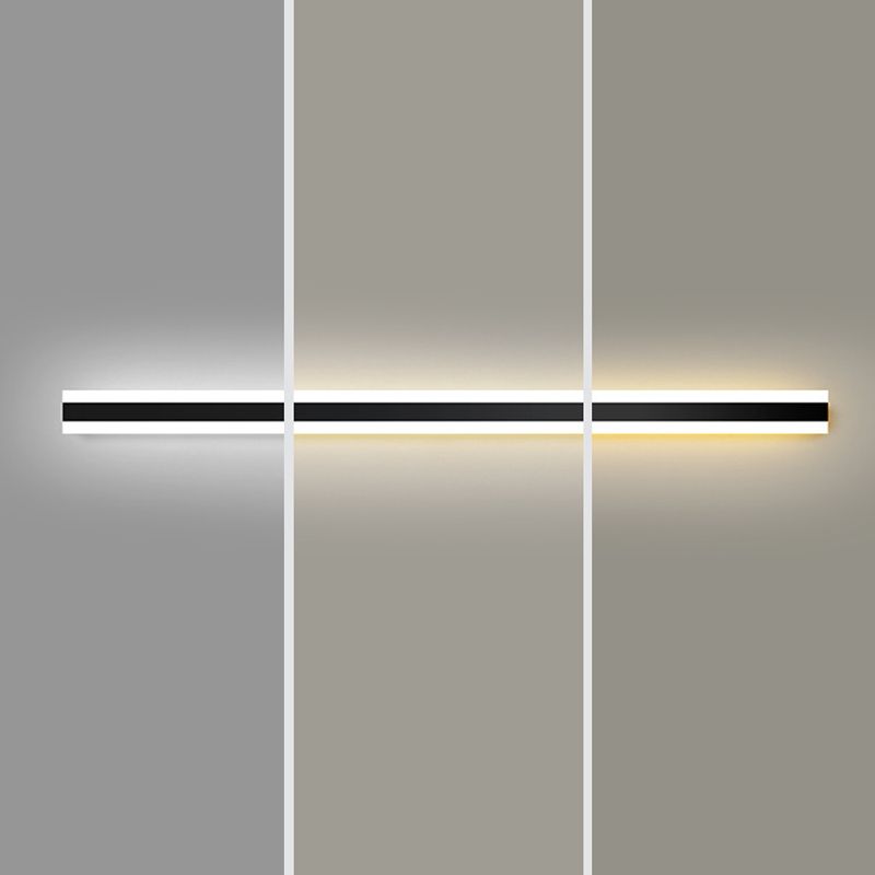 Linear Shape Metal Wall Lighting Modern Style 1 Light Wall Mounted Light Fixture in Black