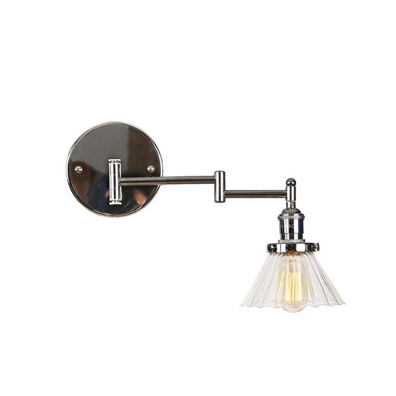 Adjustable Industrial Sconce Light Glass 1-Light Sconce Light Fixture