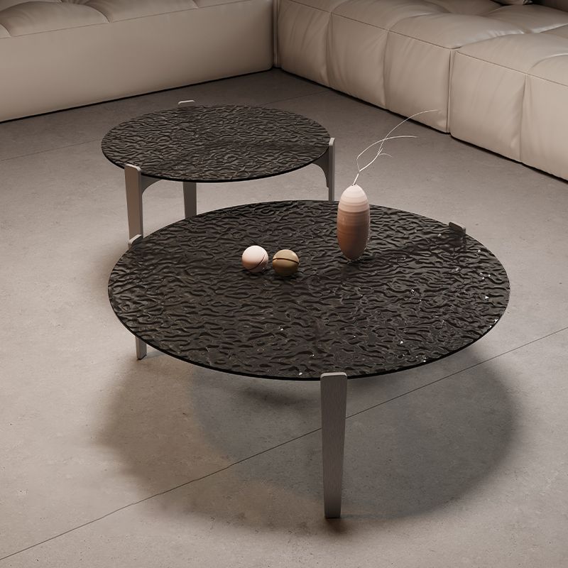 Contemporary Cocktail Table 3 Legs Glass Coffee Cocktail Table