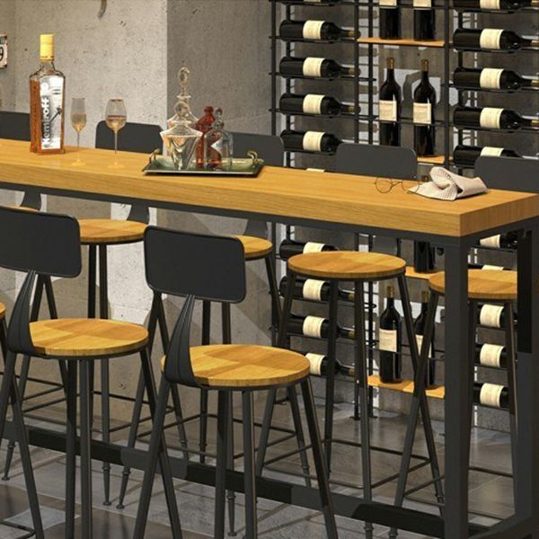 Industrial 1/6/11 Pieces Bar Table Set Rectangle Wood Counter Table with Stools for Cafe