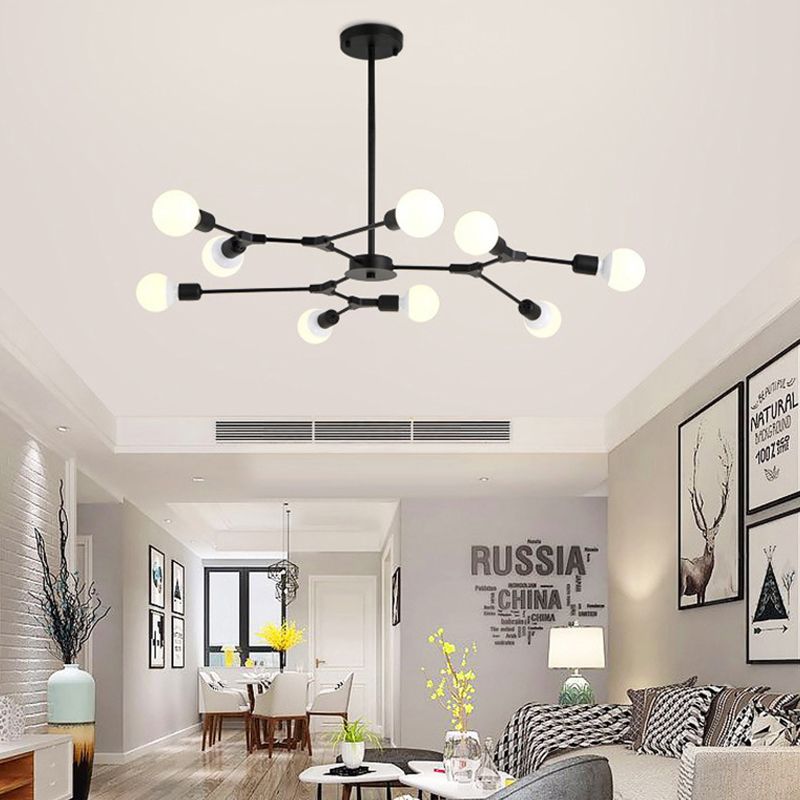 Nordic Minimalist Style Chandelier Light Multi Lights Tree Branches Open Bulb Lighting Pendant for Bedroom Dining Room