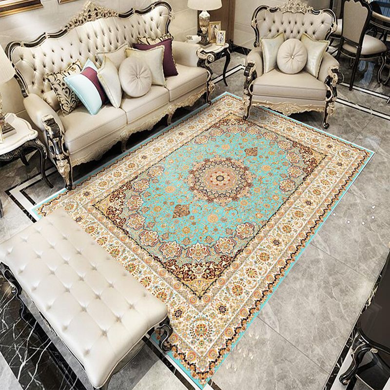 Brauner Wohnzimmer Teppich Europäischer Stil Polyester Teppich Anti-Rutsch Easy Care Teppich