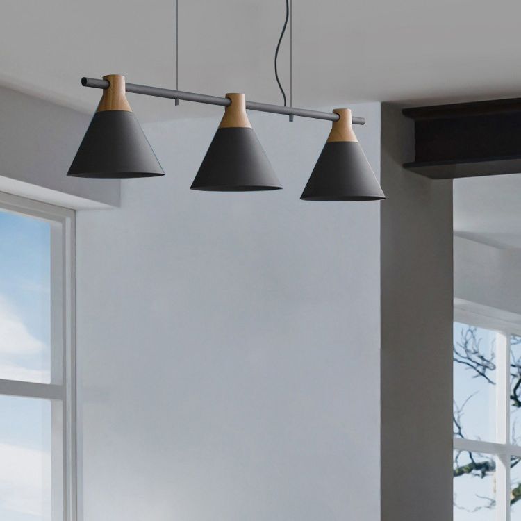 3 Lights Metal Island Pendant Lighting Nordic Style Cone Shade Island Lamps for Dining Table