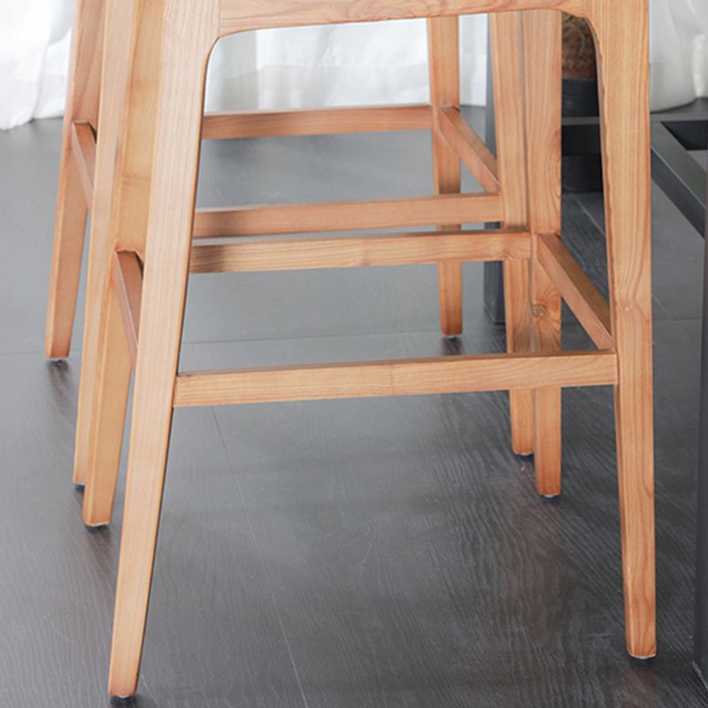 Industrial Bar-stool Square Seat Counter Bar Stool with Wooden Legs for Home