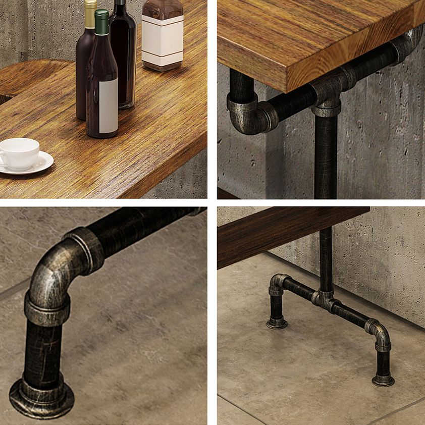 Solid Wood 1/2/4/7 Pieces Counter Height Set Rectangle Industrial Trestle Bar Table Set