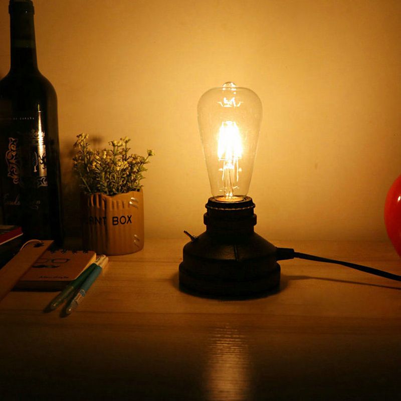 Bronze / vieilli en laiton 1 table de tête éclairage industriel fer forgé de bulbe de table debout lampe avec cordon plug-in