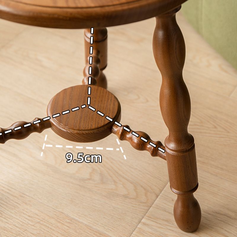 Rustic Solid Wood End Table 14.2" Tall Round 3 Legs Sofa Side Accent Table