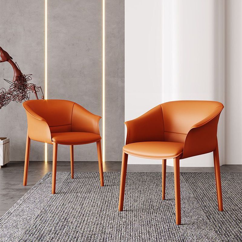 Faux Leather Arm Dining Chairs Contemporary Home Dining Side Chair