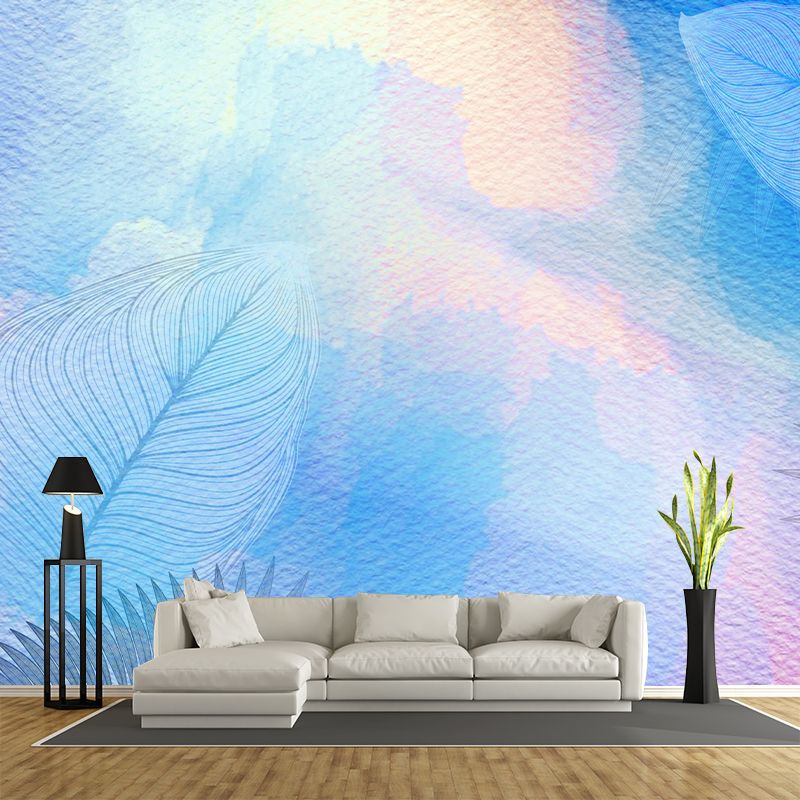Bright Color Illustration Mural Wallpaper Tropical Plants Living Room Mural