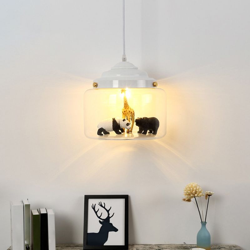 1 léger petit zoo pendant plafonniers caricatures en verre de plafond suspendu pour chambre à coucher