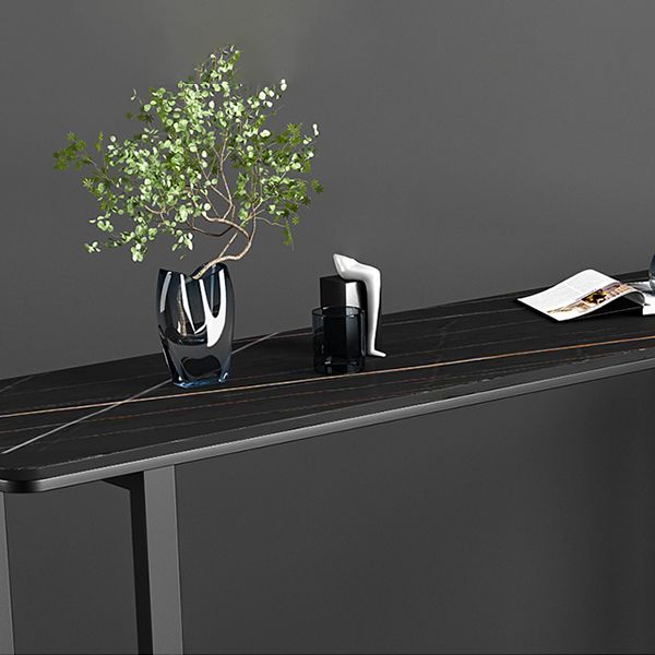 Industrial Indoor Rectangle Counter Wine Table Stone and Metal Bar/Dinette Table