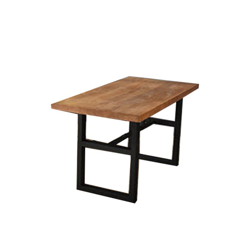 Industrial Solid Wood Top Dining Table Brown Table with Metal Base
