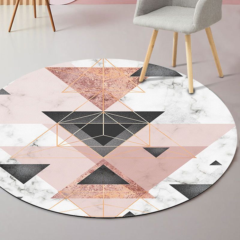Novelty Geometric Print Rug Multi Colored Modern Carpet Polyester Anti-Slip Backing Washable Stain Resistant Area Rug for Room