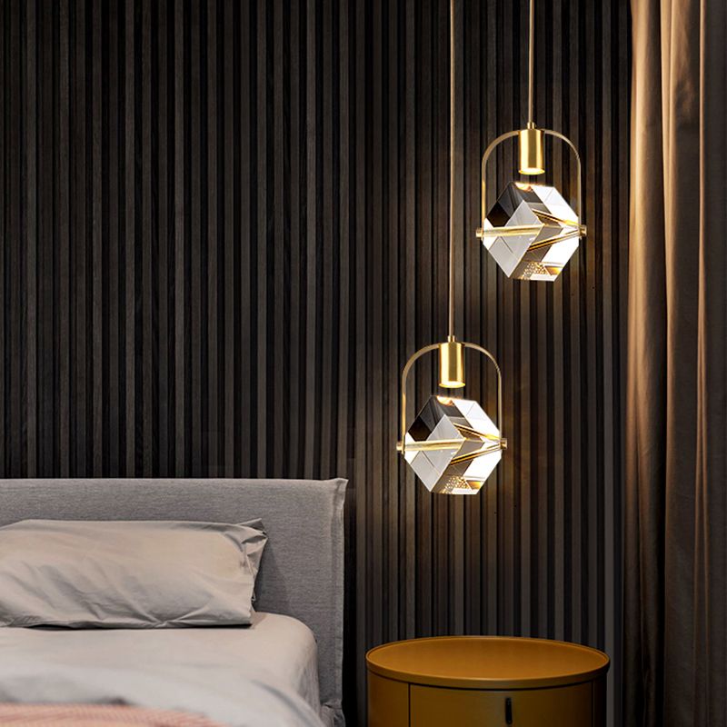 Geometrieform Kristall Anhänger Licht moderner Stil 1 Licht hängende Leuchte in Gold