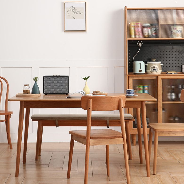Rectangle Dining Table Contemporary Dinner Room Solid Wood Table with 4-foot