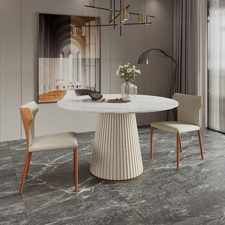 1/3/4/5/7 PCS Metal Modern Dining Room Ensemble avec une table ronde de table de base de piédestaux