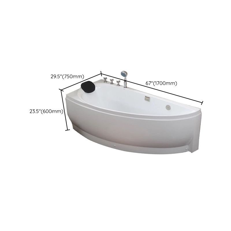 Acrylic Corner Bathtub Soaking White Modern Back to Wall Bath