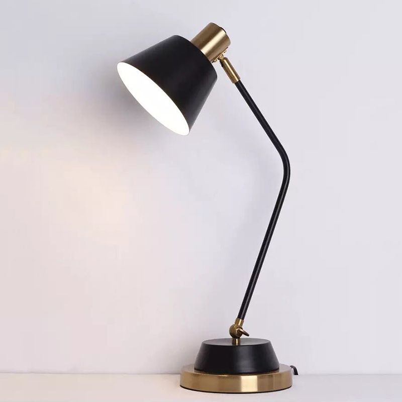 Bend Arm Table Lamp Nordic Metal 1-Bulb Study Room Desk Light with Swivel Shade