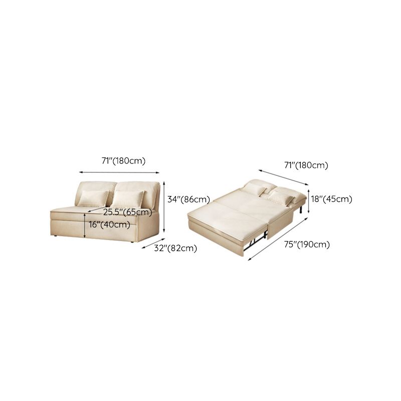 32" Wide Scandinavian Futon Sofa Bed Leather White Futon Sleeper Sofa without Stroage