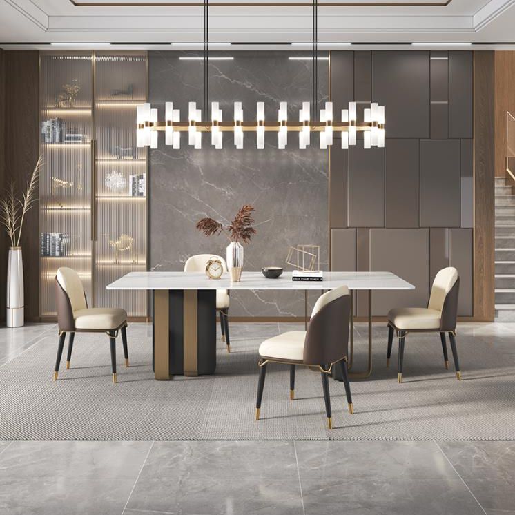 Traditional Luxury Furniture Stainless Steel Double Pedestal Base Dinner Table